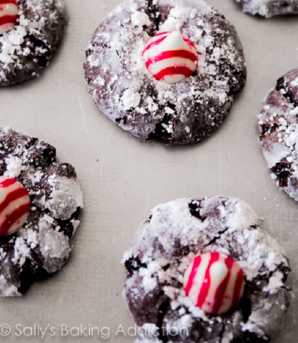 Chocolate Candy Cane Kiss Cookies