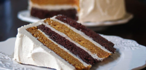 chocolate pumpkin cake with spiced brown butter frosting