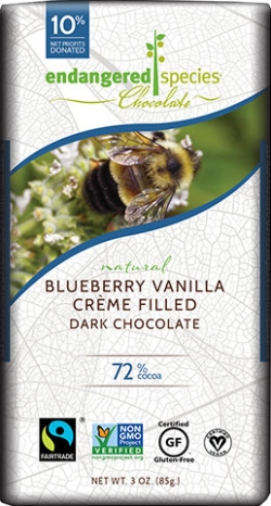 endangered species - blueberry vanilla creme filled dark chocolate