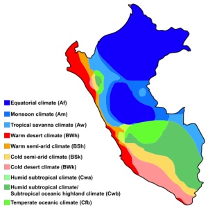 Peru map of Köppen climate classification
